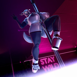 anthro anus armwear big_breasts breasts clear_pole clothing dancing elbow_gloves female footwear genitals gesture gloves hand_gesture handwear heart_symbol high_heels huge_breasts inside legwear looking_at_viewer neon_lights neon_sign nipples nude pole pole_dancing shoes sign smile solo stockings tongue tongue_out v_sign vulva dododragon56 yogher_(modeler) mythology milfnir dragon mythological_creature mythological_scalie reptile scalie 1:1 3d_(artwork) blender_(artwork) blender_cycles_(artwork) digital_media_(artwork) hi_res