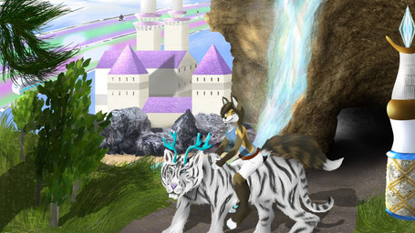 anthro beach castle fantasy female gravity india male male/female provincial sarborosa scify solo luwfo canid canine felid mammal pantherine tiger 16:9 widescreen
