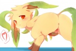 <3 all_fours anus barefoot big_butt black_nose blush breath brown_fur butt canine cute eeveelution female feral fur in_heat juice leaf leaf_tail leafeon long_ears looking_at_viewer looking_back mammal nintendo nude open_mouth orange_eyes plain_background pokémon presenting presenting_hindquarters presenting_pussy pussy pussy_juice shadow shiny solo spread_legs spread_pussy spreading standing syuya tan_fur video_games white_background white_eyes
Rating: Explicit
Score: 51
User: toh
Date: October 02, 2013