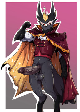 anthro balls beak big_penis black_beak black_body black_clothing black_feathers black_gloves black_handwear black_sclera border cape clothing digitigrade domino_mask erection eyemask eyewear feathers front_view genitals glans gloves grey_balls grey_body grey_feathers grey_glans grey_penis handwear huge_penis humanoid_genitalia humanoid_penis looking_at_viewer male mask muscular muscular_anthro muscular_male penis pink_background pubes pupils raised_hand red_eyes saggy_balls simple_background solo sparkles standing thick_penis vein veiny_penis white_border white_mask white_pupils yellow_cape yellow_clothing teastuff hellaverse helluva_boss paimon_(helluva_boss) owl_demon 2025 absurd_res hi_res