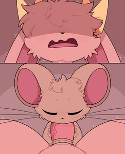 accessory ambiguous_gender animal_genitalia animal_penis blush bodily_fluids bow_accessory brown_body brown_fur dominant duo ear_accessory erection eyes_closed fellatio femboy feral feral_on_feral fluffy fur genital_fluids genitals larger_sub male male/ambiguous open_mouth oral oral_penetration penetration penile penile_penetration penis penis_grab ribbons saliva saliva_on_penis scaroused sex simple_background size_difference submissive sweat tail tail_around_penis tail_fetish tail_play tapering_penis whiskers yellow_bow yellow_ribbon km-15 house_mouse lagomorph leporid mammal mouse murid murine rabbit rodent hi_res