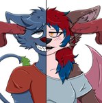 ahegao anthro bodily_fluids both_sexes_in_same_situation clothed clothed_anthro clothed_female clothed_male clothing cum cum_in_ear cum_inside ear_penetration female female_anthro female_penetrated front_view genital_fluids genitals looking_pleasured male male/female male/male male_anthro male_penetrated male_penetrating male_penetrating_female male_penetrating_male penetration penile penile_penetration penis penis_in_ear sex simple_background white_background jake_allinkarr_(jaybird) canid canine canis felid feline mammal wolf cel_shading color_contrast digital_media_(artwork) hi_res shaded