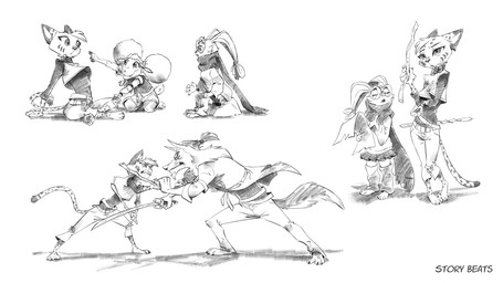 3_toes action_pose anthro arnis barefoot beard belt bottomwear cheek_tuft clenched_teeth clothing coat collar crossed_legs denim denim_bottomwear denim_clothing eyes_closed eyewear facial_hair facial_markings facial_tuft feet female floppy_ears fluffy fluffy_tail freckled_face freckles fur gesture glasses group hair hand_gesture head_markings head_tuft holding_object holding_weapon horizontal_pupils jeans jersey katana kneeling leg_warmers legwear long_ears long_sleeve_shirt long_tail looking_at_another male markings melee_weapon narrowed_eyes on_ground open_mouth oversized_clothing pants pointing pointing_at_another pointy_ears ponytail pose pupils scarf shirt short_hair short_tail shorts simple_background sitting skirt slit_pupils snout spots spotted_body spotted_fur striped_markings stripes sweater sword tail teeth text tied_ears tied_hair toes topwear torn_bottomwear torn_clothing torn_jeans torn_pants touching_another tuft twintails_(hairstyle) unimpressed weapon wearing_glasses ruffu pepper_in_the_sandbox asukaru_(ruffu) merina_(ruffu) paddy_(ruffu) pepper_(ruffu) bovid canid canine canis caprine domestic_sheep felid feline lagomorph leporid mammal merino_sheep rabbit serval sheep wolf 16:9 digital_drawing_(artwork) digital_media_(artwork) english_text monochrome sketch widescreen