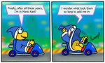 2021 5:3 anthro biped blue_clothing blue_robe border car clothed clothing detailed_background dialogue digital_drawing_(artwork) digital_media_(artwork) driving english_text eyewear footwear genitals glasses inside_car kamek koopa magikoopa male mario_bros mario_kart nintendo nishi_oxnard no_underwear penis red_clothing red_footwear red_shoes reptile robe robe_lift scalie shell shoes solo sound_effects speech_bubble text turtle vehicle wardrobe_malfunction white_border