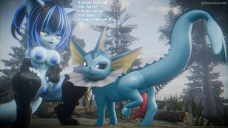 anthro anus big_breasts breasts clothed clothing female female_anthro feral genitals huge_breasts male male_feral masturbation nipples partially_clothed penis teasing text thick_thighs vulva cappyadams rosecreates_(modeler) nintendo pokemon nekocap eeveelution generation_1_pokemon pokemon_(species) vaporeon 16:9 3d_(artwork) 4k absurd_res blender_(artwork) blender_cycles_(artwork) digital_media_(artwork) hi_res widescreen