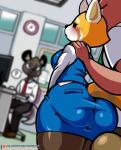 anthro big_butt blurred_background blush bodily_fluids bottomwear breasts butt clothed clothing female fully_clothed group legwear male miniskirt pantyhose patreon_logo pencil_skirt shirt skirt solo_focus sweat sweatdrop text thick_thighs tight_clothing topwear vest lollipopcon aggretsuko patreon sanrio director_ton haida_(aggretsuko) retsuko ailurid domestic_pig hyena mammal red_panda spotted_hyena suid suina sus_(pig) 2019 hi_res url