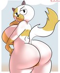 2023 adventure_time anthro bedroom_eyes big_breasts big_butt breasts butt cake_the_cat cartoon_network davidsanchan domestic_cat felid feline felis female fionna_and_cake hi_res huge_butt looking_at_viewer looking_back mammal narrowed_eyes nude seductive solo thick_thighs