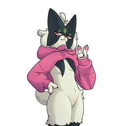 3_fingers anthro belly biped bottomless breast_curtains breasts clothed clothing crop_top cropped_hoodie featureless_crotch female female_anthro fingers front_view fur gesture hand_gesture hand_on_hip hoodie looking_at_viewer mask monotone_background monotone_body monotone_fur navel pawpads pink_clothing pink_eyes pink_hoodie pink_pawpads pink_topwear pupils shirt short_snout simple_background slit_pupils small_breasts snout solo standing tail topwear v_sign white_background white_body white_fur sonadotgreen nintendo pokemon generation_9_pokemon meowscarada pokemon_(species) 1:1 digital_drawing_(artwork) digital_media_(artwork) hi_res portrait three-quarter_portrait