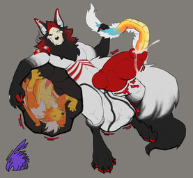 animal_genitalia animal_penis anthro balls big_balls big_penis black_body black_fur bodily_fluids bone canine_genitalia canine_penis claws cock_tail_gulp cock_vore cum dreamcatcher duo feet fur genital_fluids genitals heterochromia huge_balls huge_penis hyper hyper_balls hyper_genitalia hyper_penis internal knot knotted_penis logo looking_at_viewer male male/male male_pred male_prey nude_pred orange_body orange_fur penile penis precum red_penis simple_background skull skull_head tail throbbing throbbing_penis toothy_grin toothy_smile vore white_body white_fur zeanlain mammal 2023 artist_logo colored hi_res