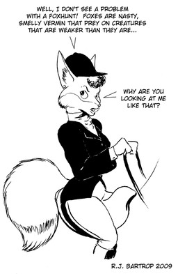 anthro female horseback_riding hunting hunting_pink jodhpurs reins riding saddle solo straddling tail text toff richard_bartrop lady_pam canid canine fennec_fox fox mammal true_fox 2009 english_text monochrome