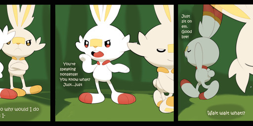 ambiguous_gender anthro butt chibi dialogue duo facesitting first_person_view forest fur humor imminent_facesitting monobutt plant pokeball punishment sitting_on_another submissive submissive_pov text tree uhoh white_body white_fur inkune nintendo pokemon generation_8_pokemon lagomorph leporid mammal pokemon_(species) scorbunny shiny_pokemon absurd_res comic english_text hi_res long_image meme wide_image