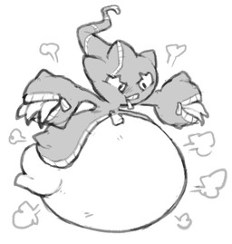 air_inflation belly big_belly inflation simple_background solo white_background molaveda nintendo pokemon generation_6_pokemon mega_banette mega_evolution pokemon_(species) 2017 hi_res
