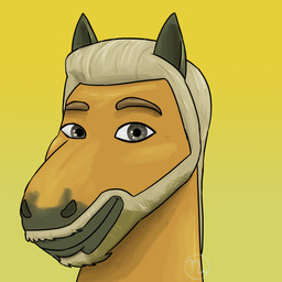 alternate_species ambiguous_form beard black_ears black_lips black_markings blonde_beard blonde_facial_hair blonde_mane blonde_mustache brown_beard brown_eyebrows brown_facial_hair closed_smile eyebrows facial_hair facial_markings furrification gradient_background head_markings light lips logo looking_at_viewer male mane markings mouth_closed multicolored_beard multicolored_facial_hair mustache short_mane simple_background smile smiling_at_viewer solo thick_bottom_lip two_tone_beard two_tone_facial_hair yellow_background skywater real_world ben_potter ben_trotter equid equine horse mammal 1:1 2026 absurd_res adobe_photoshop_(artwork) artist_logo colored digital_drawing_(artwork) digital_media_(artwork) english_description headshot_portrait hi_res lighting portrait