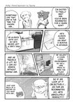 2020 4koma 5_fingers abstract_background aniapt_(manga) anthro black_nose bodily_fluids canid canine canis cheek_tuft chien clothed clothing comic dialogue digital_media_(artwork) domestic_dog duo english_text envelope expression_avatar facial_tuft fingers forced_smile four_frame_image furniture greyscale hair heart_envelope heart_symbol hi_res hoodie male mammal mephitid messy_hair monochrome multicolored_body name_drop name_in_dialogue number open_mouth open_smile screentone simple_background skunk smile solo speech_bubble sweat sweatdrop table tapirclip text time_period topwear tuft two_tone_body