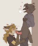 air_puff anthro balls beak black_balls black_body blue_eyes blush bodily_fluids breath clothed clothing clothing_lift cum cum_in_mouth cum_inside cum_on_tongue duo erection eyes_closed eyewear feathers fellatio fur furry_balls genital_fluids genitals glasses gloves_(marking) hair heart_symbol holding_penis humanoid_genitalia humanoid_hands humanoid_penis licking male male/male markings oral orange_body orange_fur partially_clothed penile penis penis_lick sex shirt shirt_lift tail tail_feathers tongue tongue_out topwear tatujapa edgar_vladilisitsa joseph_corbeau avian bird canid canine corvid corvus_(genus) fox mammal oscine passerine raven hi_res