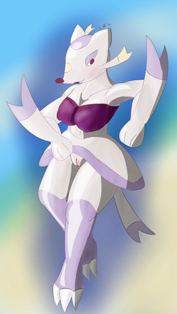 anthro clothing female fur lipstick makeup purple_clothing solo tan_body tan_fur claire_lun nintendo pokemon furret generation_2_pokemon generation_5_pokemon mammal mienshao mustelid musteline pokemon_(species) true_musteline weasel absurd_res hi_res