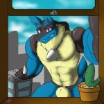 animal_genitalia anthro anthrofied blue_eyes fully_sheathed genitals grin looking_at_viewer macro male muscular muscular_anthro muscular_male nude pokemorph sheath smile solo kotetsu_rexen nintendo pokemon lionel_aurastar canid canine generation_4_pokemon lucario mammal pokemon_(species) 1:1 hi_res