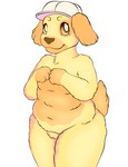 anthro clothing featureless_crotch female hat hat_only headgear headgear_only headwear headwear_only mostly_nude solo kopa_bunny animal_crossing nintendo goldie_(animal_crossing) canid canine canis domestic_dog mammal hi_res