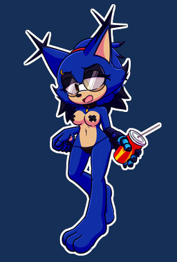 accessory anthro barefoot big_breasts blue_body blue_fur breasts choker clothing clothing_pull eyewear feet female female_anthro fur glasses hair hair_accessory handwear jewelry necklace nipple_tape panties panty_pull pasties ponytail short_hair solo tape thick_thighs underwear underwear_pull yellow_eyes xxkenthewolfxx mcdonald's sega sonic_the_hedgehog_(series) fan_character felid feline lynx mammal absurd_res alpha_channel hi_res