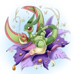 flower holding_tail navel nectar plant simple_background tail wings horuru nintendo pokemon flygon generation_3_pokemon pokemon_(species) 1:1 hi_res