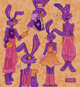 anklet anthro black_clothing black_shirt black_topwear clothing dress ear_piercing ear_ring female floral_background floral_clothing flower fur gloves grin handwear happy jewelry maid_headdress maid_uniform male overalls piercing pink_clothing pink_overalls plant purple_body purple_fur ring_piercing sad shirt simple_background sleeveless_shirt smile solo text topwear uniform white_clothing white_gloves white_handwear worried_look yellow_background yellow_button yellow_clothing yellow_dress yellow_gloves yellow_handwear yellow_sclera soni7 glitch_productions the_amazing_digital_circus jax_(tadc) lagomorph leporid mammal rabbit english_description english_text hi_res trans_(lore) trans_woman_(lore)