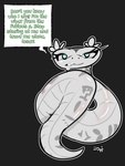 animal_genitalia barely_visible_cloaca barely_visible_genitalia cloaca female feral genitals horizontal_cloaca looking_at_viewer simple_background solo tail text zaw dreamworks kung_fu_panda master_viper reptile scalie snake viper hi_res