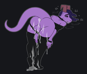 after_anal after_orgasm after_sex anthro bodily_fluids breath butt choker clothed clothing clothing_aside clothing_pull cum cum_drip cum_in_ass cum_inside cum_on_butt cum_on_ground cum_on_leg cum_on_legwear cum_on_lower_body cum_on_thigh_highs cum_pool dreadlocks dripping excessive_cum excessive_genital_fluids femboy footwear genital_fluids heart_symbol jewelry legwear looking_pleasured male moan necklace panting partially_clothed socks solo tail text thigh_highs thigh_socks thong underwear underwear_aside underwear_down underwear_pull wide_hips pantheggon mythology inera_(neraired) dragon mythological_creature mythological_scalie reptile scalie