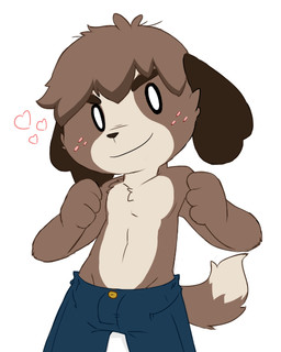 anthro chest_tuft clothed clothing freckles heart_symbol looking_at_viewer male simple_background smile solo standing topless tuft v-cut white_background oob animal_crossing nintendo digby_(animal_crossing) canid canine canis domestic_dog mammal shih_tzu toy_dog 2015 4:5