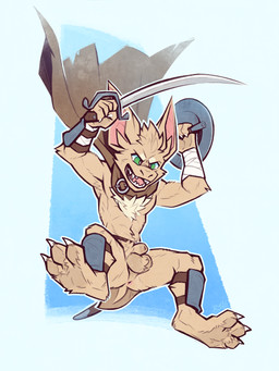 anthro anus arm_wraps armor balls bat_ears bat_tail bottomless bottomless_anthro bottomless_male buckler butt chest_tuft claws cloak clothed clothing fur genitals greaves green_eyes holding_melee_weapon holding_object holding_sword holding_weapon humanoid_genitalia humanoid_penis jumping male melee_weapon membrane_(anatomy) mostly_nude mostly_nude_anthro mostly_nude_male penis scimitar shield simple_background solo sword tail tan_body tan_fur teeth tuft vambrace weapon wraps buyo_(artist) turo_of_akesh bat desert_long-eared_bat mammal wingless_bat 3:4 digital_media_(artwork) hi_res