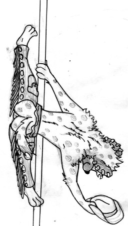 3_toes 4_fingers anthro arm_tuft athletic athletic_anthro athletic_male backsack balls black_nose butt chaps closed_smile clothing cowboy_hat dipstick_tail ear_piercing elbow_tuft feet fingers flexible fur genitals hat headgear headwear holding_clothing holding_hat holding_headgear holding_headwear holding_object male markings mouth_closed multicolored_tail multiple_piercings piercing pole scruffy shoulder_blades shoulder_tuft simple_background smile solo splits spots spotted_body spotted_fur spotted_markings spotted_tail spread_legs spreading stripper stripper_pole tail tail_markings toes tuft white_background labjer disney zootopia fan_character tavit_khalil_(spiff) hyena mammal spotted_hyena 2016 black_and_white graphite_(artwork) monochrome traditional_media_(artwork)