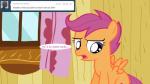 16:9 comic dialogue english_text equid equine feathered_wings feathers female feral friendship_is_magic fur hair hasbro horn inside jananimations mammal my_little_pony mythological_creature mythological_equine mythology open_mouth orange_body orange_feathers orange_fur pegasus purple_eyes purple_hair scootaloo_(mlp) solo text tumblr widescreen wings young