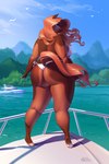 anthro big_breasts big_butt bikini breasts butt butt_pose clothing curvy_figure eyebrow_through_hair eyebrows eyelashes female furgonomics hair hooves long_hair looking_at_viewer open_mouth outside pose side-tie_bikini slightly_chubby solo string_bikini swimwear thick_thighs translucent translucent_hair two-piece_swimsuit vehicle voluptuous water watercraft white_bikini white_clothing white_swimwear yacht holivi rainstorm_(marefurryfan) equid equine horse mammal 2022 2:3 hi_res