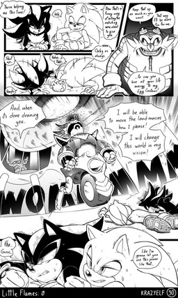 anthro big_nose chest_tuft clothed clothed_male clothing crown dialogue eyewear facial_hair fully_clothed fully_clothed_male glasses gloves goggles group handwear headgear machine male mustache quills_(anatomy) speech_bubble text tuft wearing_glasses krazyelf sega sonic_the_hedgehog_(series) dr._eggman shadow_the_hedgehog sonic_the_hedgehog badnik eulipotyphlan hedgehog human mammal robot 3:5 absurd_res black_and_white comic english_text hi_res monochrome