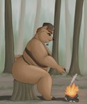 anthro campfire female food meat plant solo tree tree_stump bigladydragon bear fish mammal marine 5:6