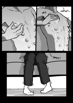 8_nipples areola black_border border bottomwear breast_fondling breast_growth breast_play breasts clothed clothing curling_toes dialogue feet female fondling footwear furniture gender_transformation growth hand_on_breast hand_on_own_breast inside knock-kneed legs_together motion_lines mtf_transformation multi_breast multi_nipple navel nipple_fetish nipple_play nipples not_furry on_sofa pants self_fondle sitting sitting_on_sofa socks sofa solo supernumerary_breasts text topless transformation transformation_sequence pesimist humanoid 2018 absurd_res comic digital_drawing_(artwork) digital_media_(artwork) english_text greyscale halftone hi_res monochrome screentone