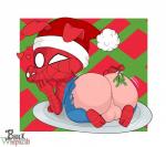 anthro backsack balls big_butt bulge butt christmas_clothing christmas_headwear clothing costume genitals hat headgear headwear heart_symbol holidays kiss_my_ass looking_back male mask mistletoe perineum pink_body pink_skin plant presenting presenting_hindquarters santa_hat solo toony undressing blackwhiplash christmas marvel spider-ham spider-ham_(character) domestic_pig mammal suid suina sus_(pig) absurd_res hi_res