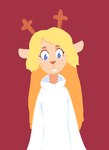 anthro antlers clothing female freckles horn looking_down simple_background solo white_clothing uglycoal deltarune undertale_(series) noelle_holiday deer mammal flat_colors lineless