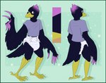 anthro butt clean_diaper clothed clothing diaper male solo wearing_diaper tailbiter gambit gambit_(the_corvid) avian bird corvid corvus_(genus) crow oscine passerine model_sheet