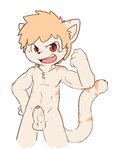 anthro balls biceps flexing genitals hair kemono male muscular muscular_young nude open_mouth open_smile penis red_eyes simple_background smile solo tail white_background young young_anthro oob domestic_cat felid feline felis mammal 2015 digital_drawing_(artwork) digital_media_(artwork) portrait three-quarter_portrait