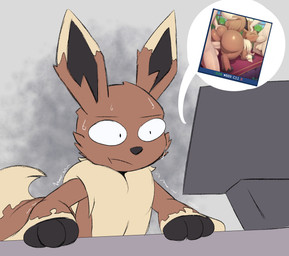 all_fours anus balls bestiality big_butt biped blush bodily_fluids brown_body brown_fur butt desk doggystyle electronics faceless_character faceless_male fellatio female female_focus female_penetrated feral feral_penetrated from_behind_position fur furniture genitals group group_sex human_on_feral human_penetrating human_penetrating_feral humor interspecies male male/female male_on_feral monitor oral oral_penetration penetration penile penile_penetration penis penis_in_mouth penis_in_vagina pokephilia quadruped sex shaking solo_focus spitroast surprised sweat table threesome trembling trio vaginal vaginal_penetration miso_souperstar e621 fakemon nintendo pokemon eevee fakeveelution generation_1_pokemon human mammal pokemon_(species) terreon 2020 digital_media_(artwork) e621_post_recursion hi_res reaction_image