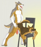 anal anal_penetration animal_genitalia animal_penis anthro ass_up athletic bent_over bodily_fluids brown_body brown_fur butt butt_grab canine_genitalia canine_penis chair claws clenched_teeth cum digitigrade duo erection feet from_behind_position fur furniture genital_fluids genitals hand_on_butt hindpaw knot male male/male male_penetrated male_penetrating male_penetrating_male muscular nude open_mouth paws penetration penis precum red_penis sex simple_background spread_legs spreading standing standing_sex tail teeth carrot_(artist) granite_the_wolf canid canine canis domestic_dog german_shepherd herding_dog mammal pastoral_dog 2012 character_request hi_res