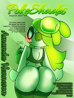 anthro big_breasts big_butt blush bra breasts butt butt_focus clothed clothing embarrassed female green_background green_body green_hair hair legwear plant rear_view simple_background solo stockings text thick_thighs underwear white_eyes unfortu-nate nintendo pokemon amanda_(unfortu-nate) dolliv generation_9_pokemon humanoid pokemon_(species) 2024 digital_media_(artwork) english_text hi_res