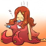 1:1 alternate_species ambiguous_gender cephalopod clothing cosplay dessert dress duo eating eyes_closed female feral food food_in_mouth generation_2_pokemon hair heat_(temperature) hitec human humanized ice_cream long_hair mammal marine mollusk nintendo object_in_mouth octillery overheated pokemon pokemon_(species) red_hair siphon_(anatomy)
