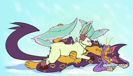 chest_tuft dark duo female female/female feral flower glistening gloves_(marking) grass green_eyes jewelry leg_markings markings pendant pink_eyes plant scarf simple_background size_difference smile socks_(marking) spread_legs spreading spring suggestive tongue tongue_out tuft winter avoid_posting dizzymilky nintendo pokemon cyradia fan_character vyrdania eeveelution felid generation_4_pokemon generation_5_pokemon leafeon liepard mammal pokemon_(species) 2018 digital_media_(artwork)