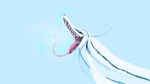 blue_background bodily_fluids fangs fantasy feral fur long_muzzle long_tongue male mouth_shot open_mouth saliva saliva_string sharp_teeth simple_background smile solo teeth tendrils tongue tongue_out white_body white_fur ksyker ksyker_ringola deity divine_longkat domestic_cat felid feline felis mammal 16:9 digital_media_(artwork) hi_res widescreen
