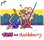 anthro barefoot clothing duo eyes_closed feet fishing_rod fur hat headgear headwear kissing kissing_cheek male male/male orange_body orange_fur spookintosh tom_sawyer_(2000_film) huck_finn tom_sawyer canid canine felid feline fox mammal