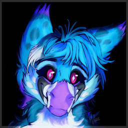 anthro black_background blue_hair female fur hair looking_at_viewer melvie melvie_(artist) multicolored_body multicolored_fur pupils purple_eyes simple_background smile smiley_face smiling_at_viewer solo white_pupils dinosaur dromaeosaurid furred_scalie microraptor prehistoric_species reptile saurischian scalie theropod 2026 digital_media_(artwork) headshot_portrait hi_res portrait