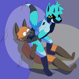 alley anthro black_clothing black_thong black_underwear blue_body blue_fur clothing dominant duo evil_face evil_grin facesitting fur male musk orange_body orange_fur sitting sitting_on_another smile thong underwear wolftriax xatir canid canine canis demon fox mammal wolf 1:1 hi_res