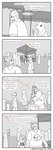 absurd_res anthro black_and_white canisfidelis clothed clothing comic dialogue digital_media_(artwork) english_text felid group hi_res humor lizard male male/male mammal matching_clothing monochrome okami_tokage pantherine reptile scalie shirt shirt_logo simple_background speech_bubble text tiger topwear vrock