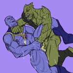 anthro barazoku big_penis bodily_fluids cum cum_in_ass cum_inside duo genital_fluids genitals male male/male muscular penis wrestling rickleone marvel thanos alien monster troll_(mythology) himbo 1:1 hi_res